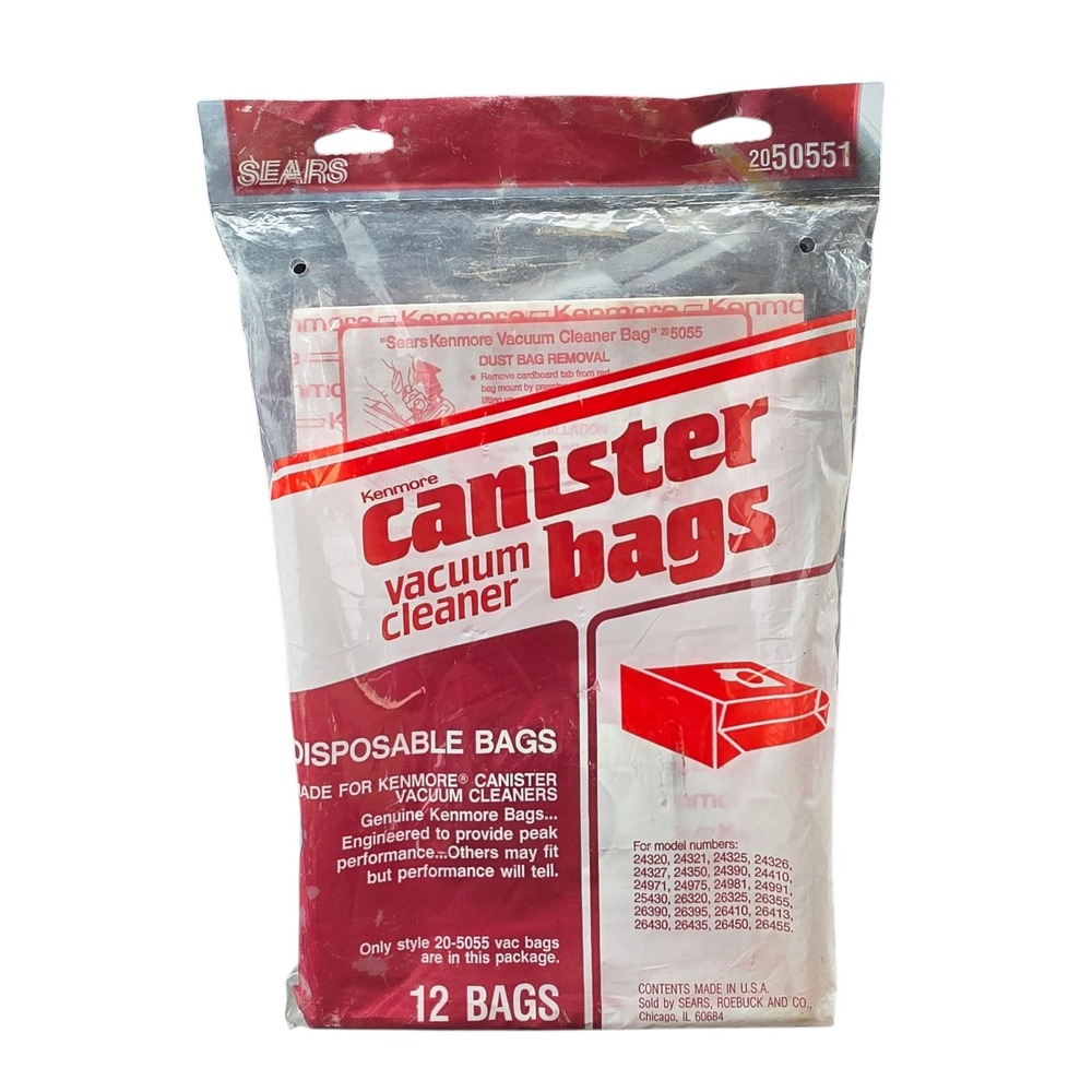 Kenmore 20-5055 Canister Vacuum Cleaner Disposable Bags 12 Pack Sears USA Made
